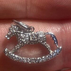 Sterling Silver Pave Rocking Horse Pendant CZ